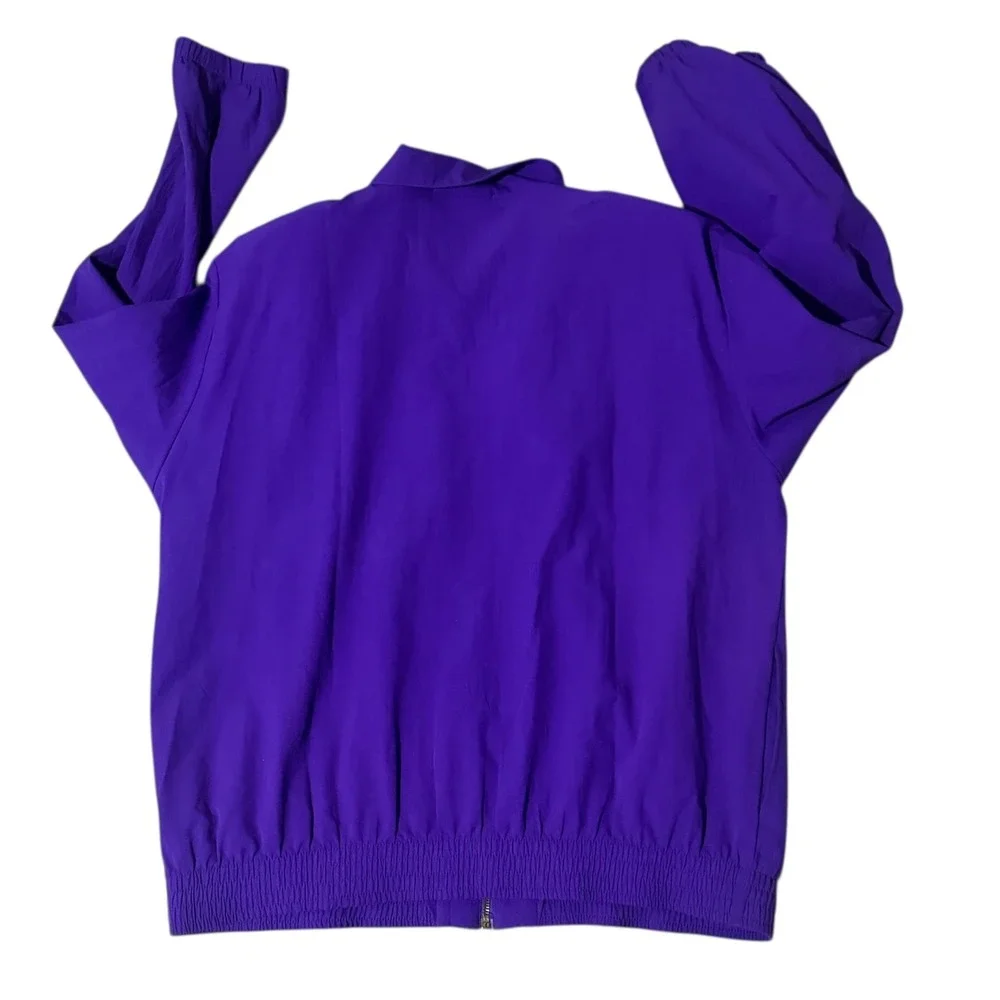 Vintage Teddi Purple Windbreaker Jacket Pleated Chevron Yoke Made in‎ USA Large